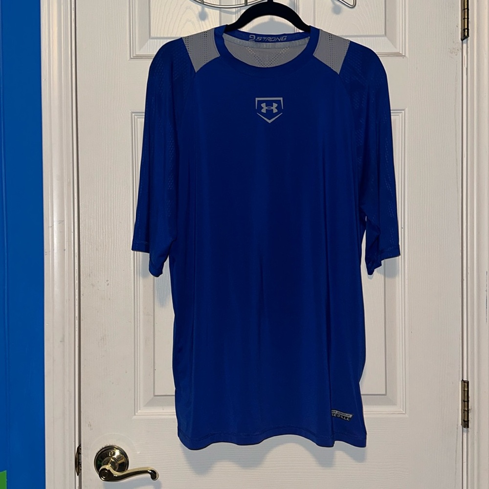 Under Armour Armourvent Blue Baseball Short Sleeve Shirt